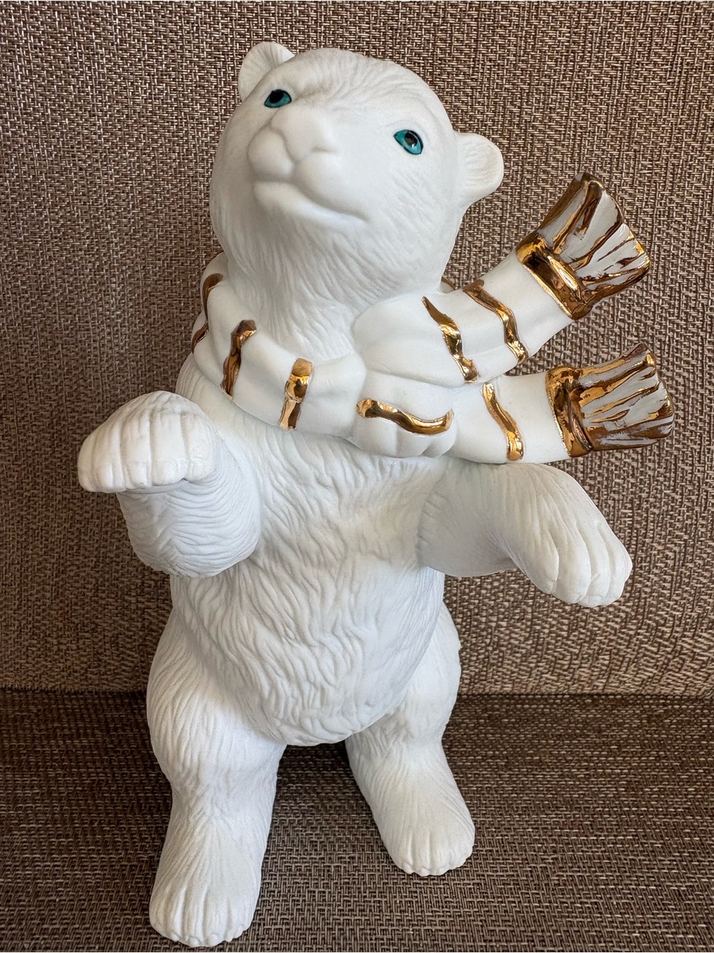 Vintage Grandeur Noel Christmas White Porcelain Polar Bear Figurine 8” New